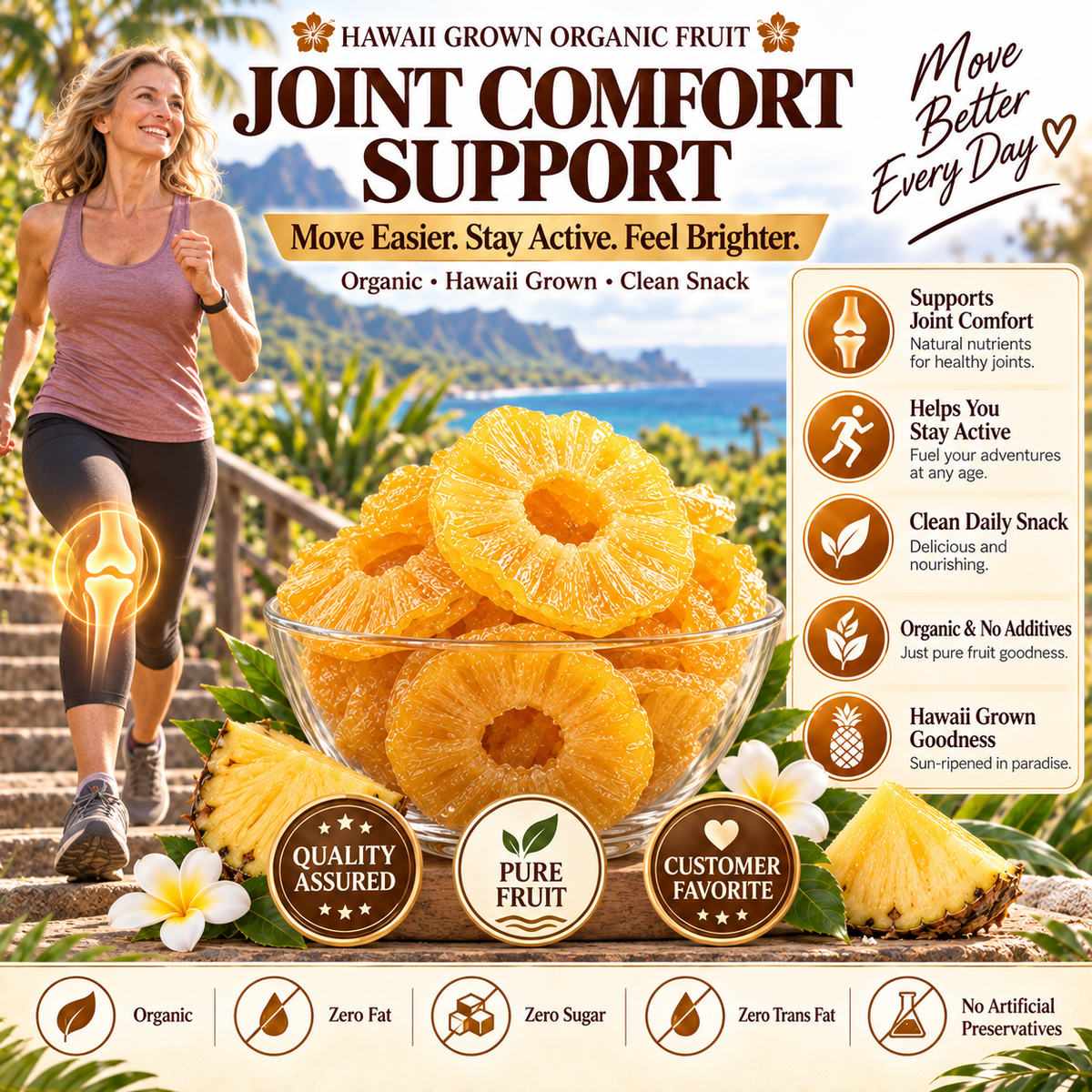 🔥 Hawaii’s Golden Dried Pineapple – 🍍A Clean Tropical Snack for Active Living-Fay