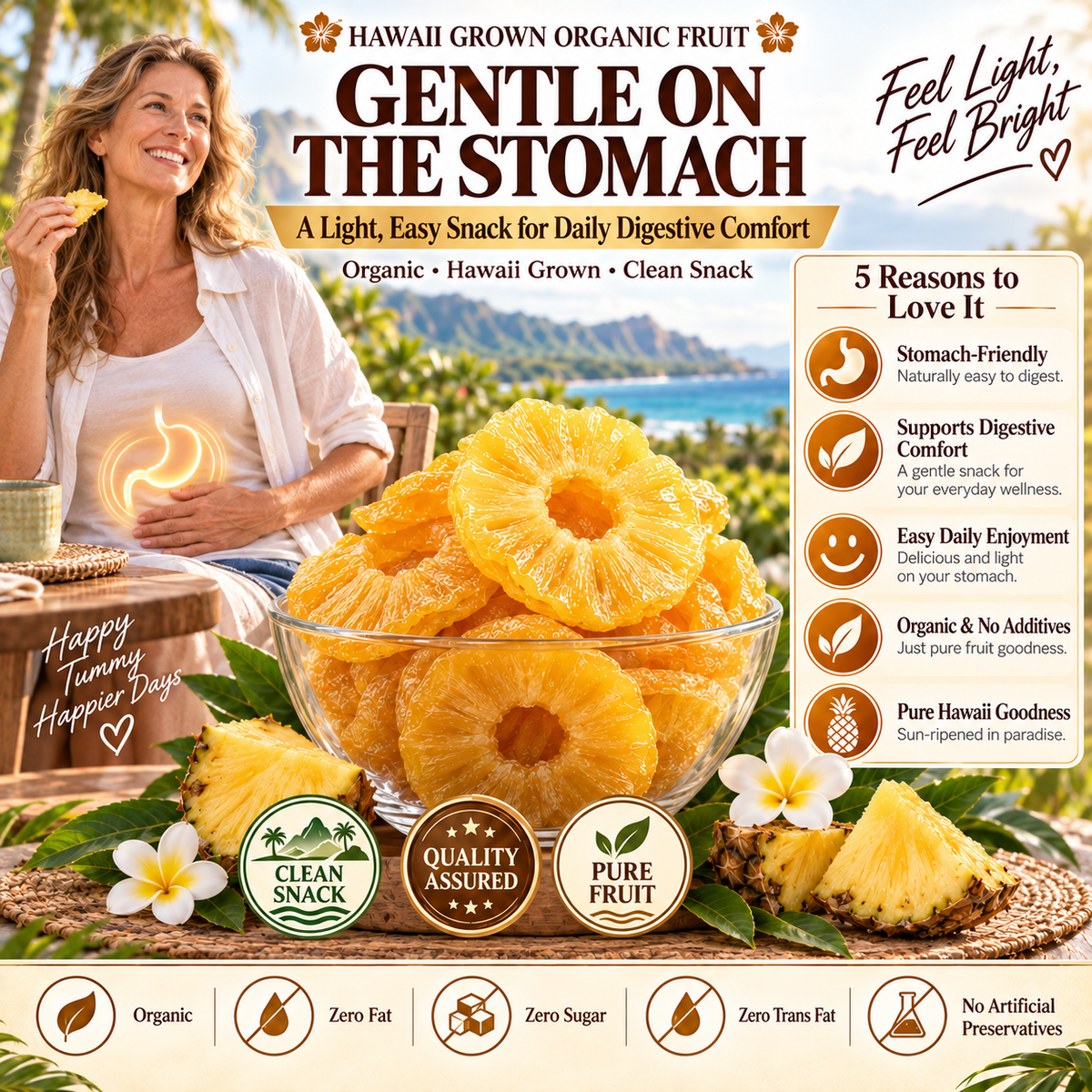 🔥 Hawaii’s Golden Dried Pineapple – 🍍A Clean Tropical Snack for Active Living-Fay