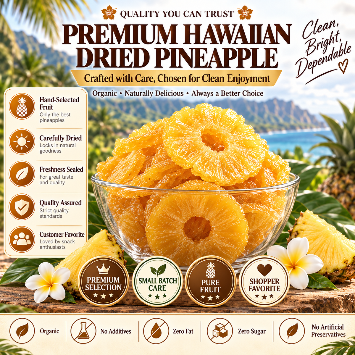🔥 Hawaii’s Golden Dried Pineapple – 🍍A Clean Tropical Snack for Active Living-Fay