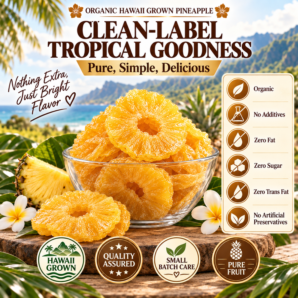 🔥 Hawaii’s Golden Dried Pineapple – 🍍A Clean Tropical Snack for Active Living-Fay